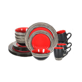 Red Tableware Wholesale Stoneware Dinnerware Bowl Plate Dishes Ceramic Dinnerware Sets for Independence Day