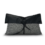 Simple Modern Sofa Model Room PU Leather Splicing Black Decoration Pillow Villa Light Luxury Waist Pillow Bow Pillowcase