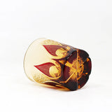 In Stock Edo Kiriko Style  Rock Glass Hand Carved Cased Glass Cup With Candle Light Pattern for Souvenir Wedding Gift