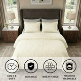 Rocio-Beige Quilted Polyester Bedspread Set, 3-Piece