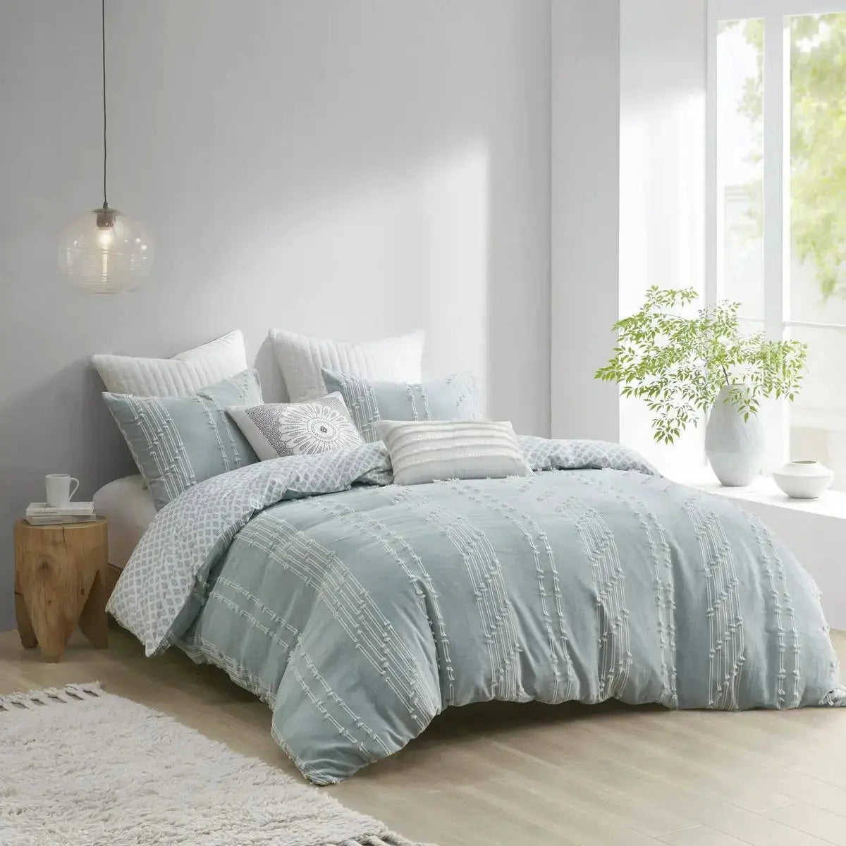 3-Piece Geometric Jacquard Duvet Cover Set 100% Cotton Queen Size for Home Wedding or Hospital Use 3pcs Included Julia M LifeStyles