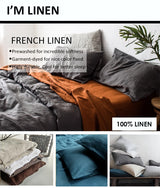 Washed Linen Duvet Cover Set with Pillowcases