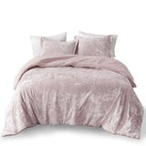 Winter Comforter Set Crushed Velvet Sherpa Reversible Floral Solid Woven Technique Cotton PVC King Super King Home