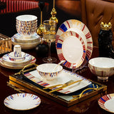 Botanical 72-Piece Ceramic Dinnerware Set with Gold Edges