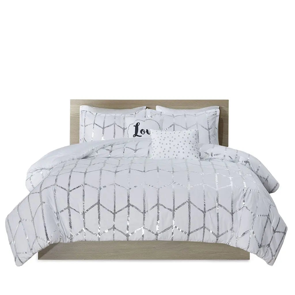 100% Cotton Floral Striped Printed Comforter Set King Queen Sizes 8pcs Metal Technics Disposable Woven Polyester PVC Filling Julia M LifeStyles