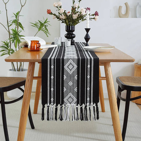 Wholesale Blue and Grey Handmade Cotton Woven Fabric Home Decoration Dining Table Runner and Placemat Set