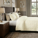 Rocio-Beige Quilted Polyester Bedspread Set, 3-Piece