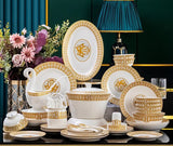 60 Pcs Golden Mosaic Eco-Friendly Porcelain Tableware Set