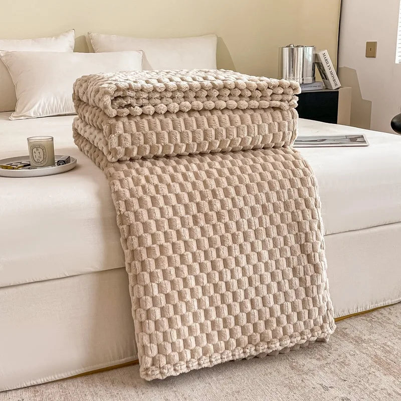 Turtle Shell Pattern Knitted Fleece Throw Blanket 100% Polyester Comfortable Luxury Modern Home Bedding for Travel All-Season
