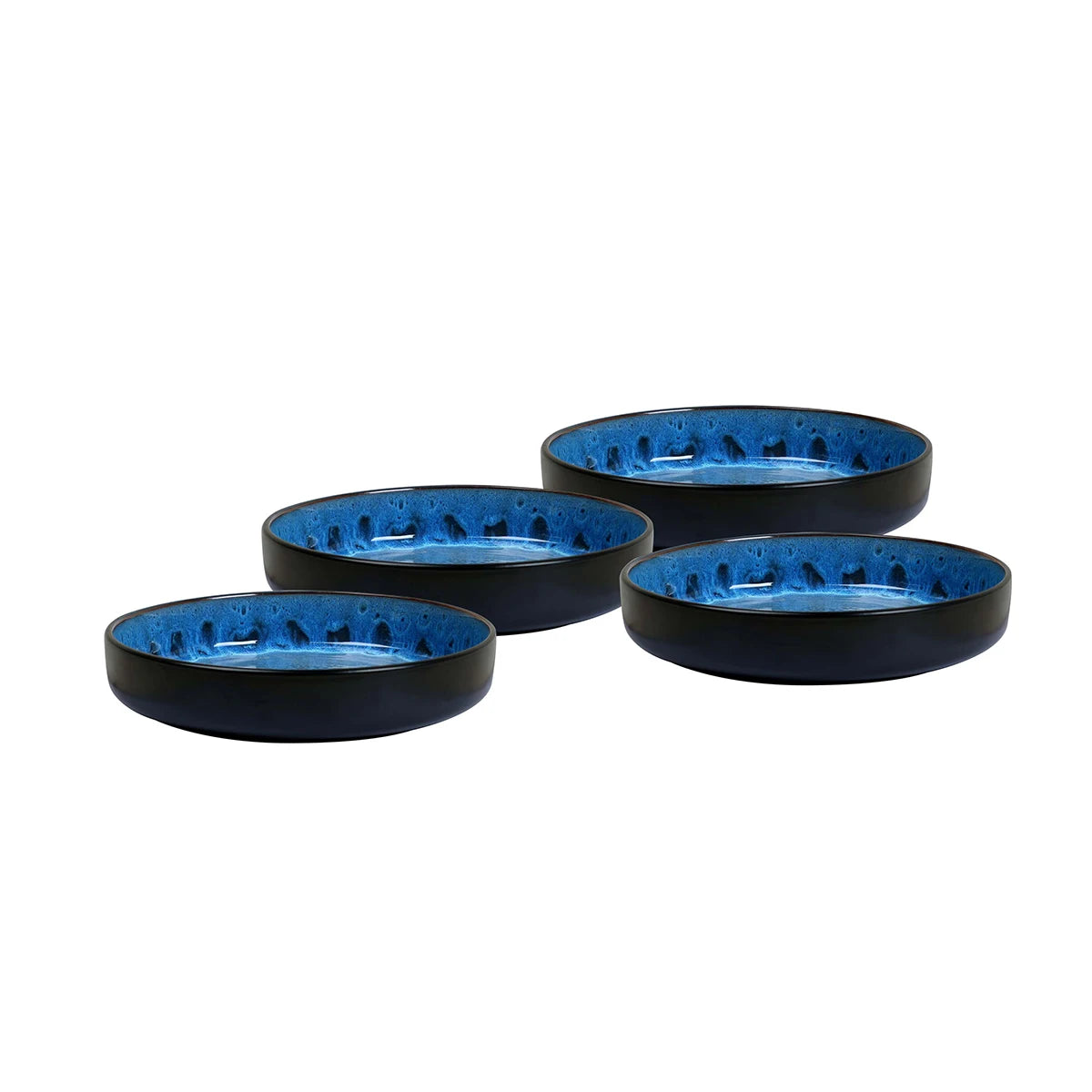 Microwave, Dishwasher, Oven Safe Blue Bubble 20pcs Plate and Bowl Set Reactive Glaze Stoneware Dinnerware Sets for 4