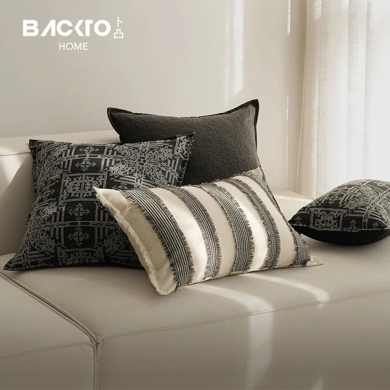 Striped Linen Cotton Jacquard Sofa Pillow Cushion Cover  Modern Luxury Throw Pillow case Living Room Decor Hotel Supplies