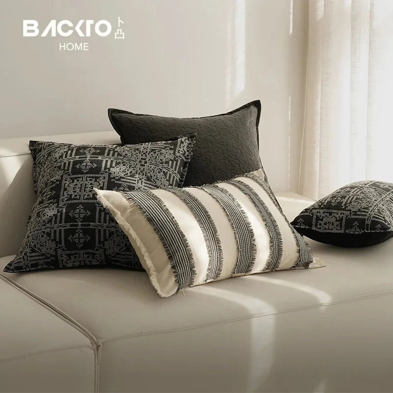 Striped Linen Cotton Jacquard Sofa Pillow Cushion Cover  Modern Luxury Throw Pillow case Living Room Decor Hotel Supplies Julia M LifeStyles