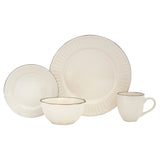 Ivory Luxury Sixteen-Piece Stoneware Dinnerware Set Sixteen-Piece Ceramic Service for Four Ceramic Tableware Set for Home