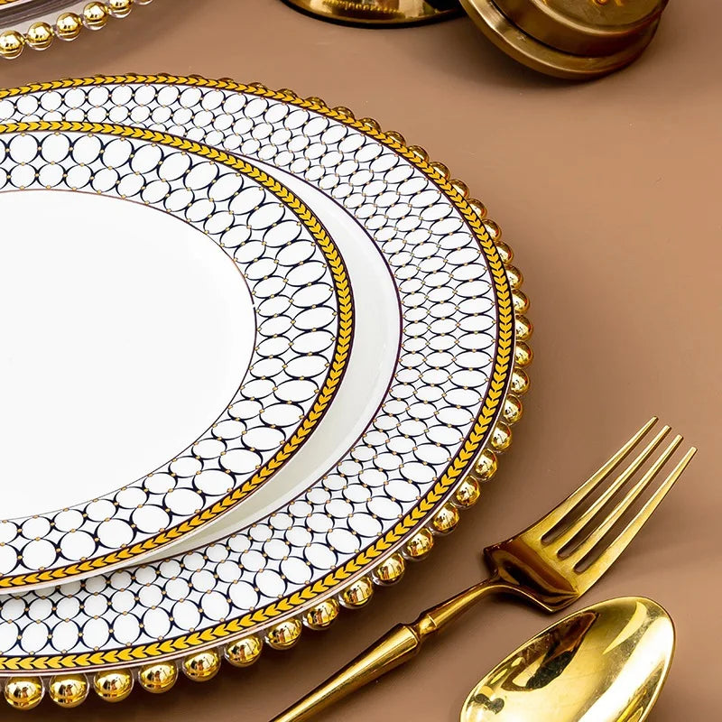 58 Pcs Ceramic Tableware Simple High Quality Cutlery Plate Set Modern Ceramic Dinner Plate