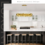 Modern Crystal Chandelier Rectangle Chandelier Luxury Oval Chandeliers for Kitchen Island, Dining Room, Living Room, Home Office