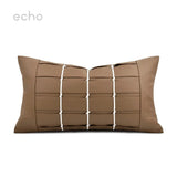Echo Modern High-end Orange Coffee Leather Weaving Hotel Decoration Waist Pillowcase Sofa Living Room Pillow Cover Cushion Cover Julia M LifeStyles