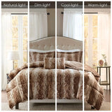 4PC Faux Fur Comforter Set Floral Printed Super King King Queen Soft Comfortable for Home Hotel Wedding PVC Cotton Julia M LifeStyles