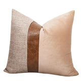 Cotton Linen Velvet Patchwork Faux Leather Pillow Cover Modern Farmhouse Decor Accent Cushion Case Decorative Throw Pillowcase Julia M LifeStyles