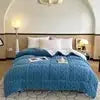 Custom Wholesale Simple Solid Color Hypoallergenic Tuff Velvet Thickened Winter Warm Soybean Fiber Filled king Bedroom Quilts Julia M LifeStyles