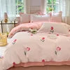 Luxury 100% Cotton Microfiber Twill Bedding Set - Four-Piece Duvet Cover&Sheet Set
