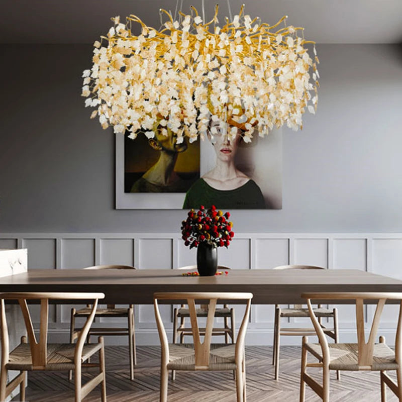 Gold Round Crystal Chandeliers for Dining Room  Modern Crystal Tree Branch Chandelier for Bedroom Living Room Kitchen Island Julia M LifeStyles