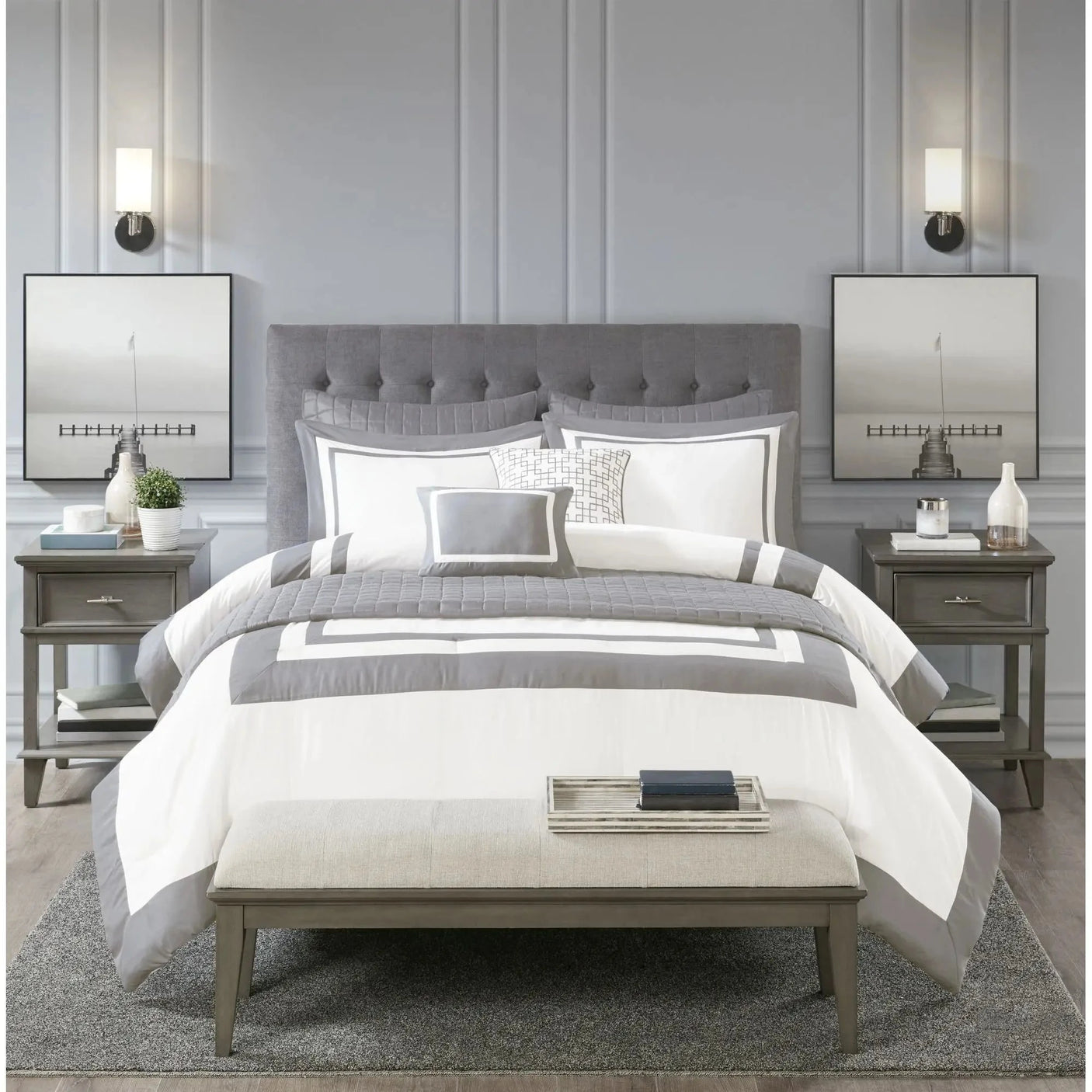 Super King Size 8-Piece Printed Comforter Set in Organic Polyester Microfiber Julia M LifeStyles