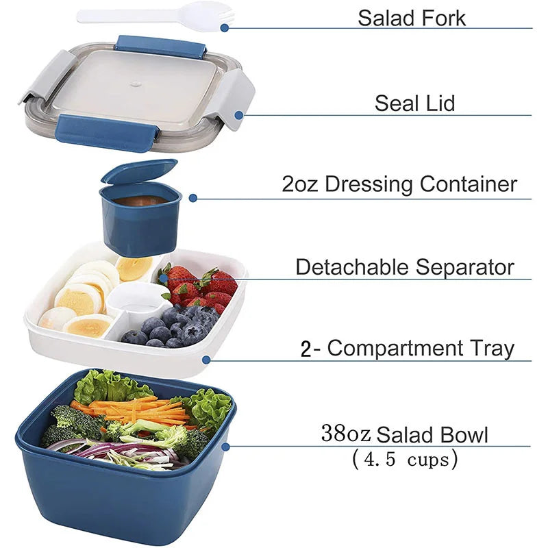 New Double-layer Lunch Box Portable Salad Container Compartmentalized Large Capacity Student Lunch Box
