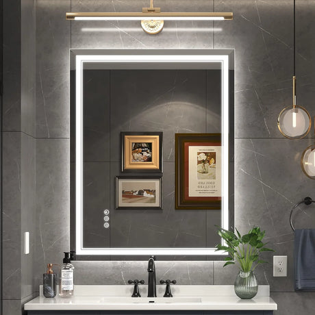 Dimmable Anti Fog Bathroom Mirror with LED Lights Front and Backlit for Birthday Occasions