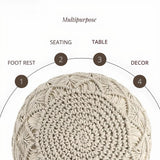 Hand-Knitted Cotton Ottoman Pouf: Modern Minimalist Foot Rest - Julia M LifeStyles