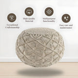 Hand-Knitted Cotton Ottoman Pouf: Modern Minimalist Foot Rest - Julia M LifeStyles