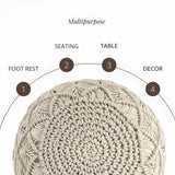 Hand-Knitted Cotton Ottoman Pouf: Modern Minimalist Foot Rest - Julia M LifeStyles