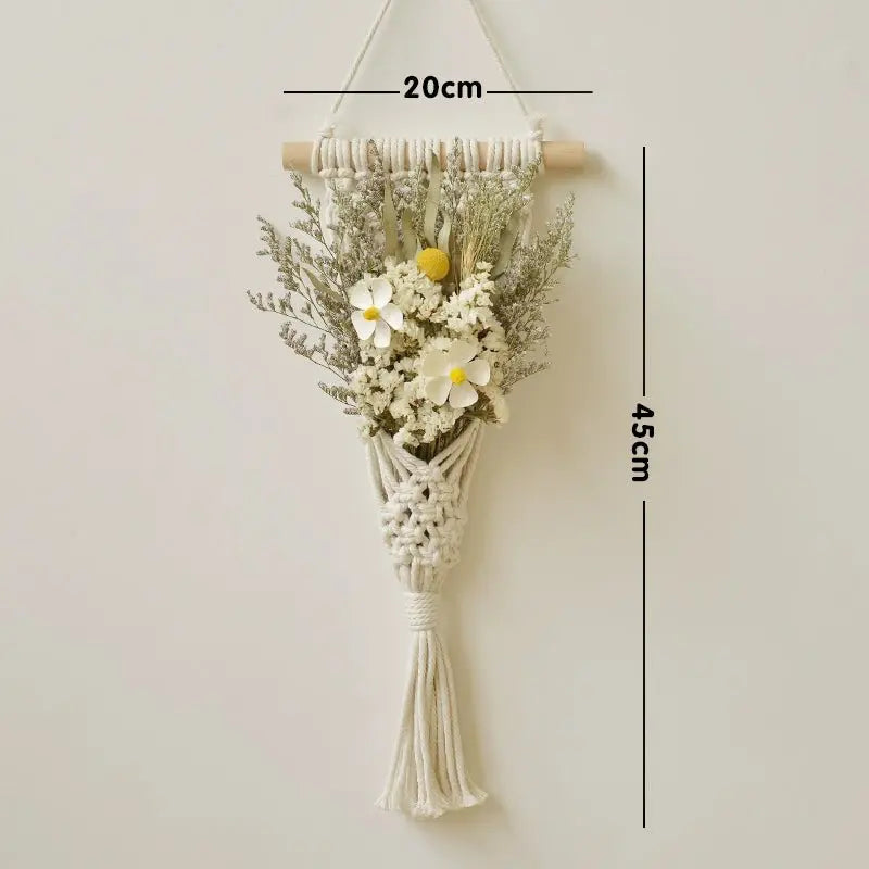 Hand-Woven Cotton Rope Tapestry with Dried Flower Pocket - Julia M LifeStyles