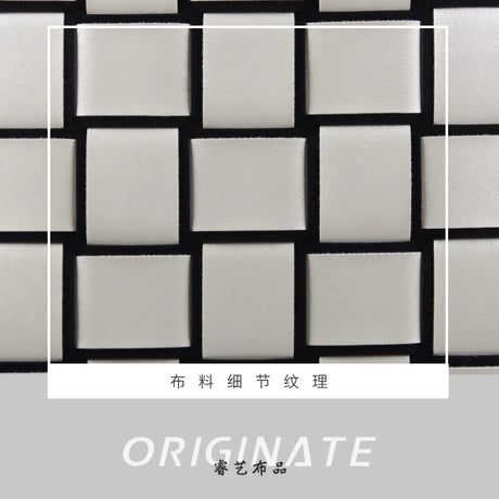 Leather White Simple Geometric Pattern Pillowcase Hand Woven square Check Home Cushion Cover