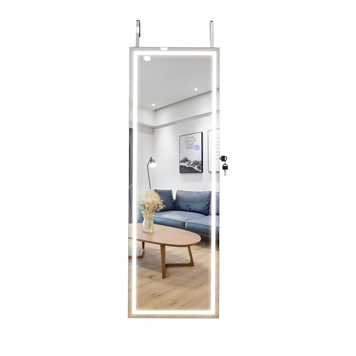 DB Fashion LED Light Jewelry Storage Mirror Cabinet Simple Stylish Design for Hanging on Door or Wall for Organizing Jewelry Julia M LifeStyles