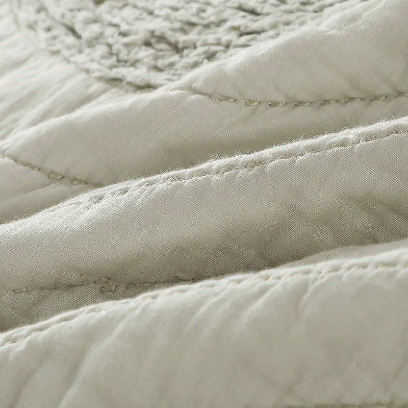 Handmade Bedding Quilts Embroidery Flower 100% Cotton Queen King Size Stitching Patchwork Bedspread 3pcs Quilt Set Julia M LifeStyles