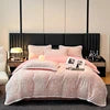 4kg Simple Style Three-dimensional Carved Milk Velvet Polyester-Filled Four-Piece Set for Fall Season Julia M LifeStyles