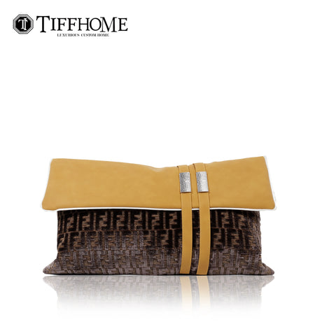 TIFFHOME High Quality Custom Organic Decorative Cushion Covers Portable Waist Pillow Cases Cut Velvet Leather Splicing Throw