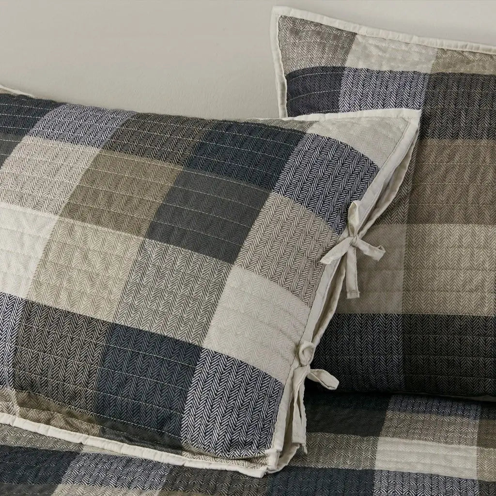 Reversible Plaid Daybed Cover Set - 8 Pieces, Solid Cotton, Multiple Sizes