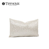 TIFFHOME Luxury Organic Cushion Covers White Gold Texture Waist Pillow Covers Geometric Modern for Bedroom Living Room Decor