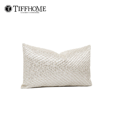 TIFFHOME Luxury Organic Cushion Covers White Gold Texture Waist Pillow Covers Geometric Modern for Bedroom Living Room Decor