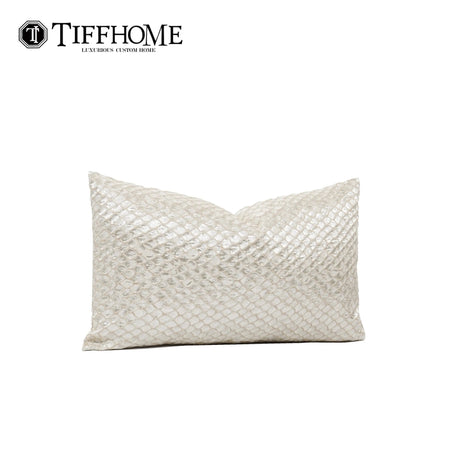 Luxury Organic Cushion Covers White Gold Texture Waist Pillow Covers Geometric Modern for Bedroom Living Room Decor Julia M LifeStyles