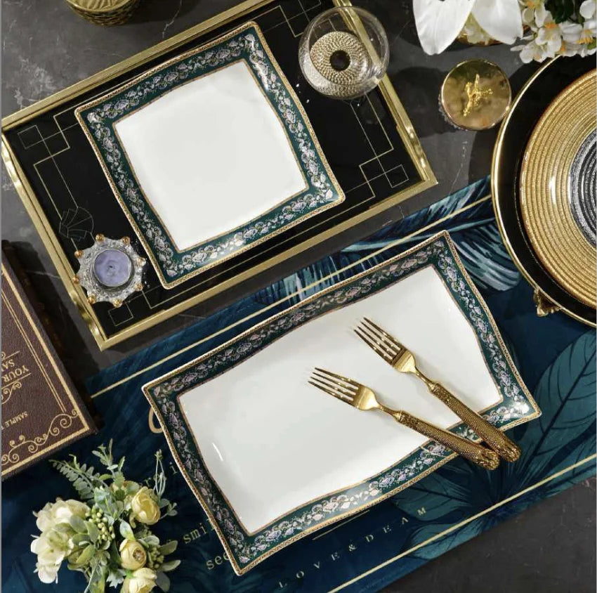 HIHUI Bone China Luxury Dinnerware Sets Beijing Traditional Chinese Scenic Pattern Europe Hotels Home Use Lightweight Safe