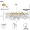 Large Gold Brass Crystal Chandelier with Raindrop Leaf Design