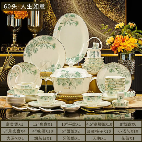 Floral Luxury Round Dinner Set – High Quality Porcelain for Elegant Dining