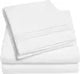 Luxury White Hotel Bed Sheet Set Extra Soft King Size Mattress Elastic Corner Straps Deep Pocket Quality Polyester