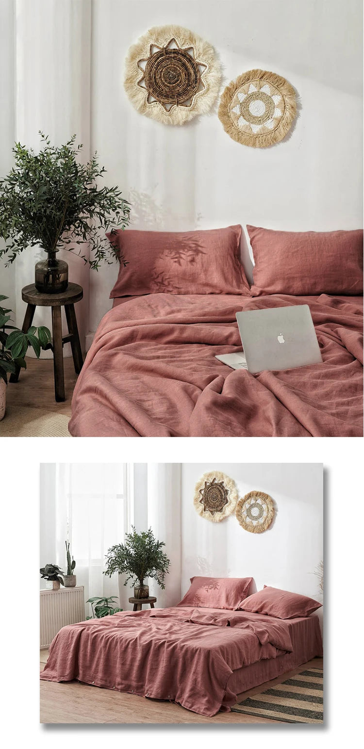 Washed Linen Duvet Cover Set with Pillowcases