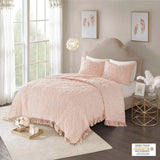 Tufted Cotton Chenille Medallion Fringe Coverlet Mini Set Bedspreads & Coverlets