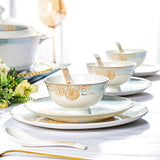 Bone China Dinnerware Set Luxury European Vintage Blue Elegant Wedding Party Dinnerware Set