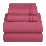 RTS Wholesale Hotel Luxury Solid 3/4 Pcs Bed Sheets 100% Double Brushed Polyester Soft Sheet Sets Bedding Bed Sheet Set