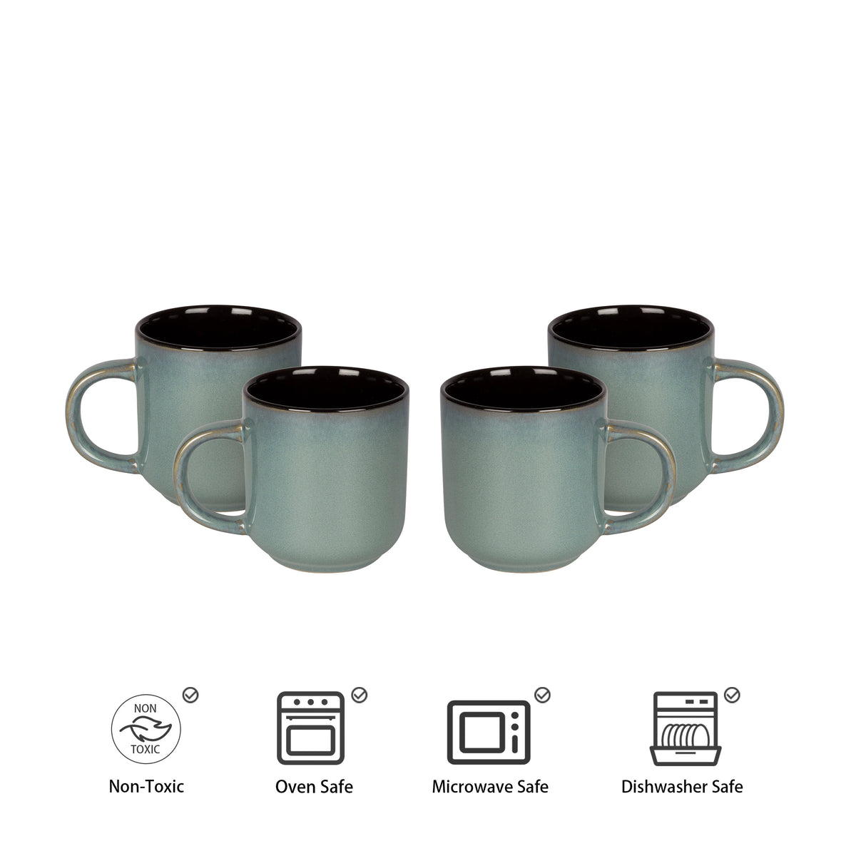 Reactive Glaze Green Stoneware Ceramic Dinnerware Sets for 4 People 20pcs Collection